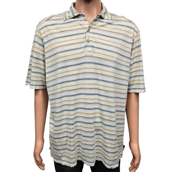 Tommy Bahama Polo Shirt Silk Cotton Men L Multicolor Striped Short Sleeves - Picture 10 of 13